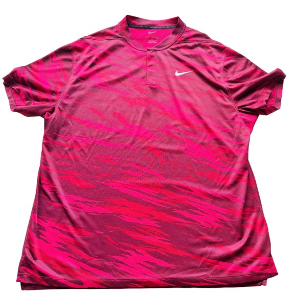 Nike Other - RARE Nike Mens Tiger Woods Dri-FIT Blade Collar Red Camo‎ Golf Polo Red Size L